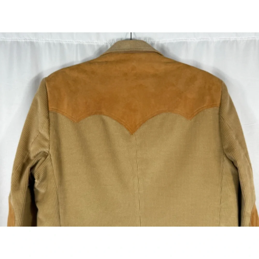 Brad Whitney Mens Vintage Tan Corduroy Western‎ Blazer Suede Yoke Size 40